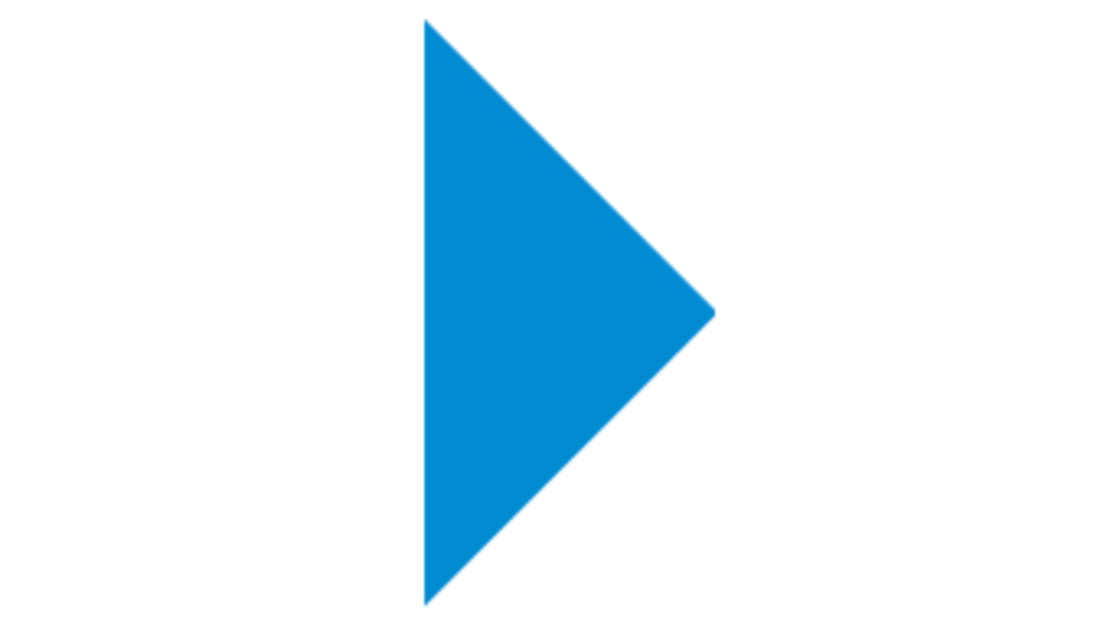 Ein blaues Wiedergabetastensymbol auf schwarzem Hintergrund mit einer einfachen dreieckigen Form, die nach rechts zeigt.